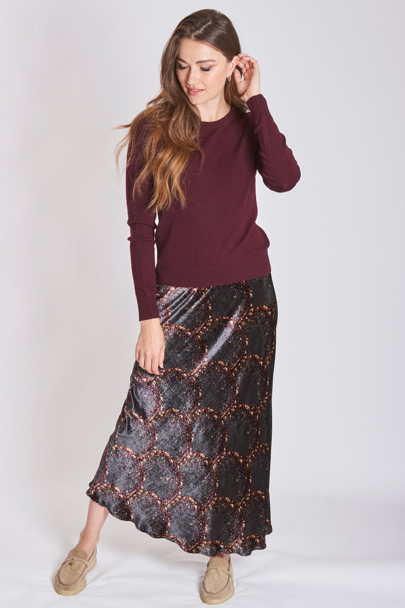 VELVET SKIRT-GREY