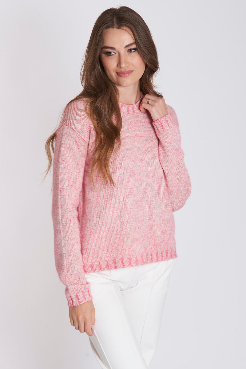 ROUND NECK JUMPER - PINK CHINE