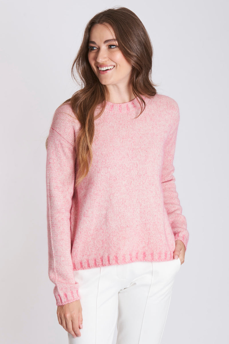 ROUND NECK JUMPER - PINK CHINE