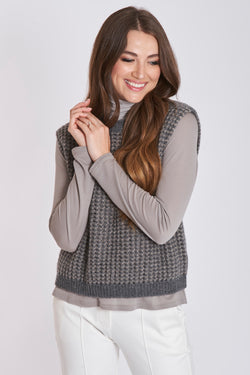 CASHMERE VEST-GRIGIO