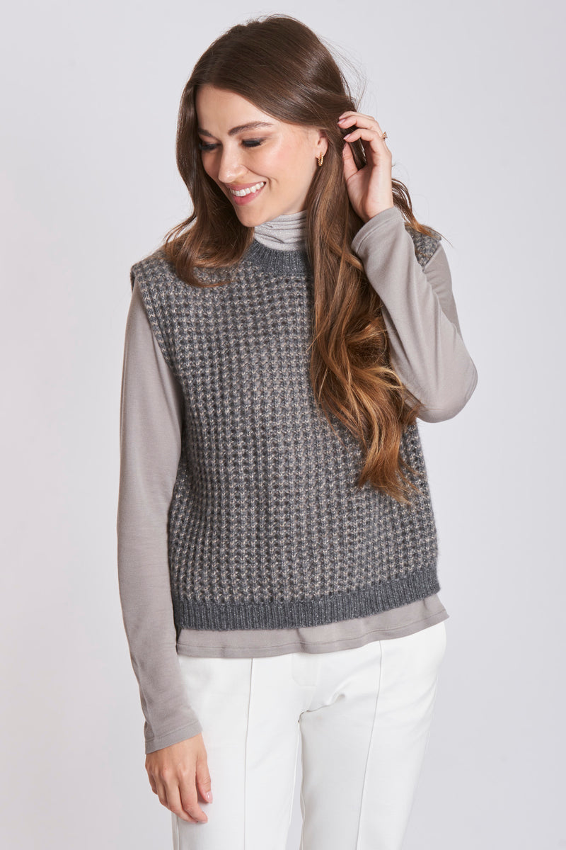 CASHMERE VEST-GRIGIO