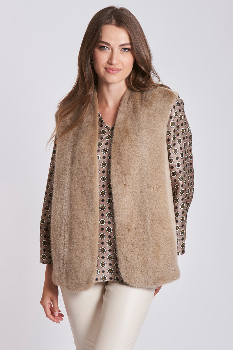 CASHMERE VEST WITH MINK - CORDA