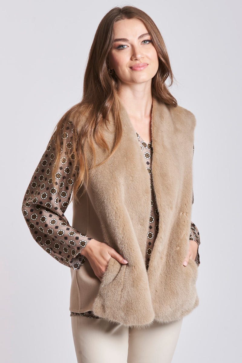 CASHMERE VEST WITH MINK - CORDA