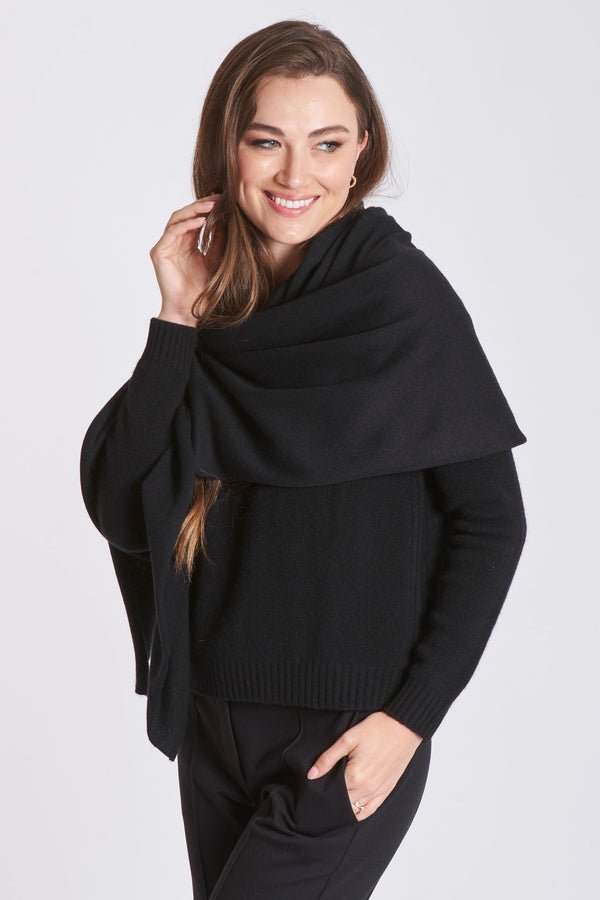 CASHMERE SCARF-BLACK