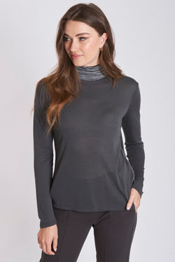 TURTLE NECK T SHIRT WITH LUREX-TORTORA