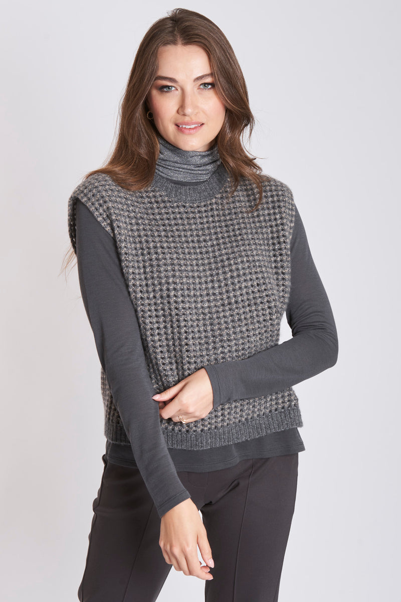 TURTLE NECK T SHIRT WITH LUREX-TORTORA