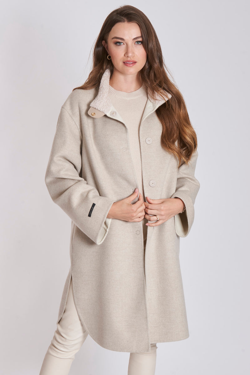 LP COAT WITH SHEARLING COLLAR - ANGORA