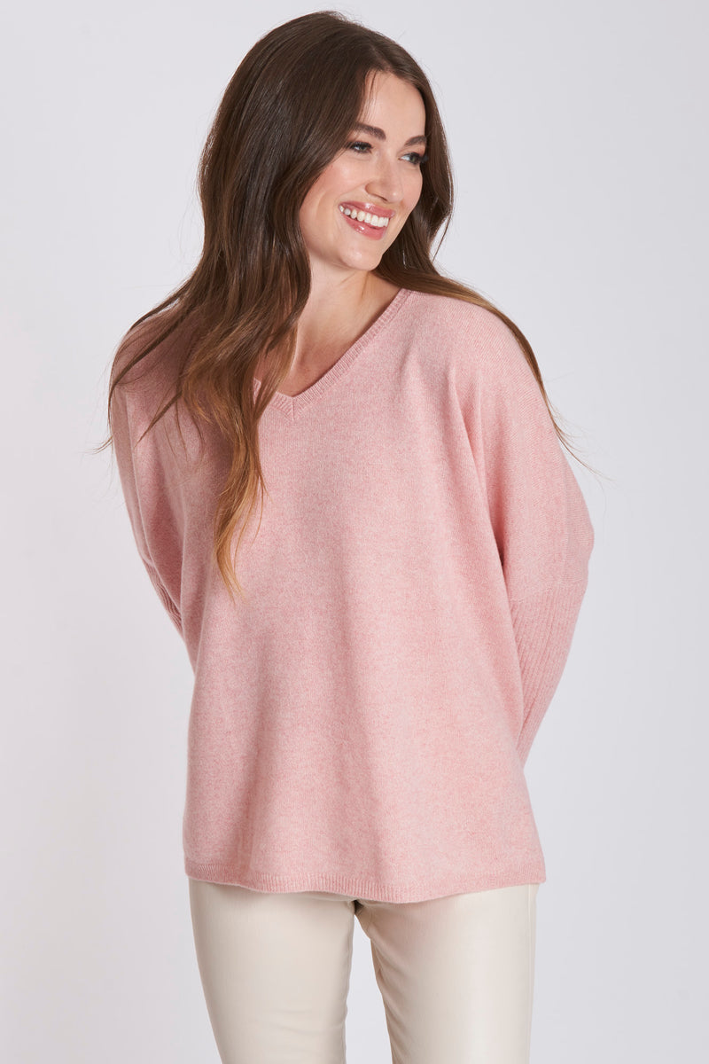 V NECK PONCHO - BLOSSOM