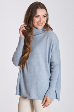 HIGH NECK PONCHO - BRUME