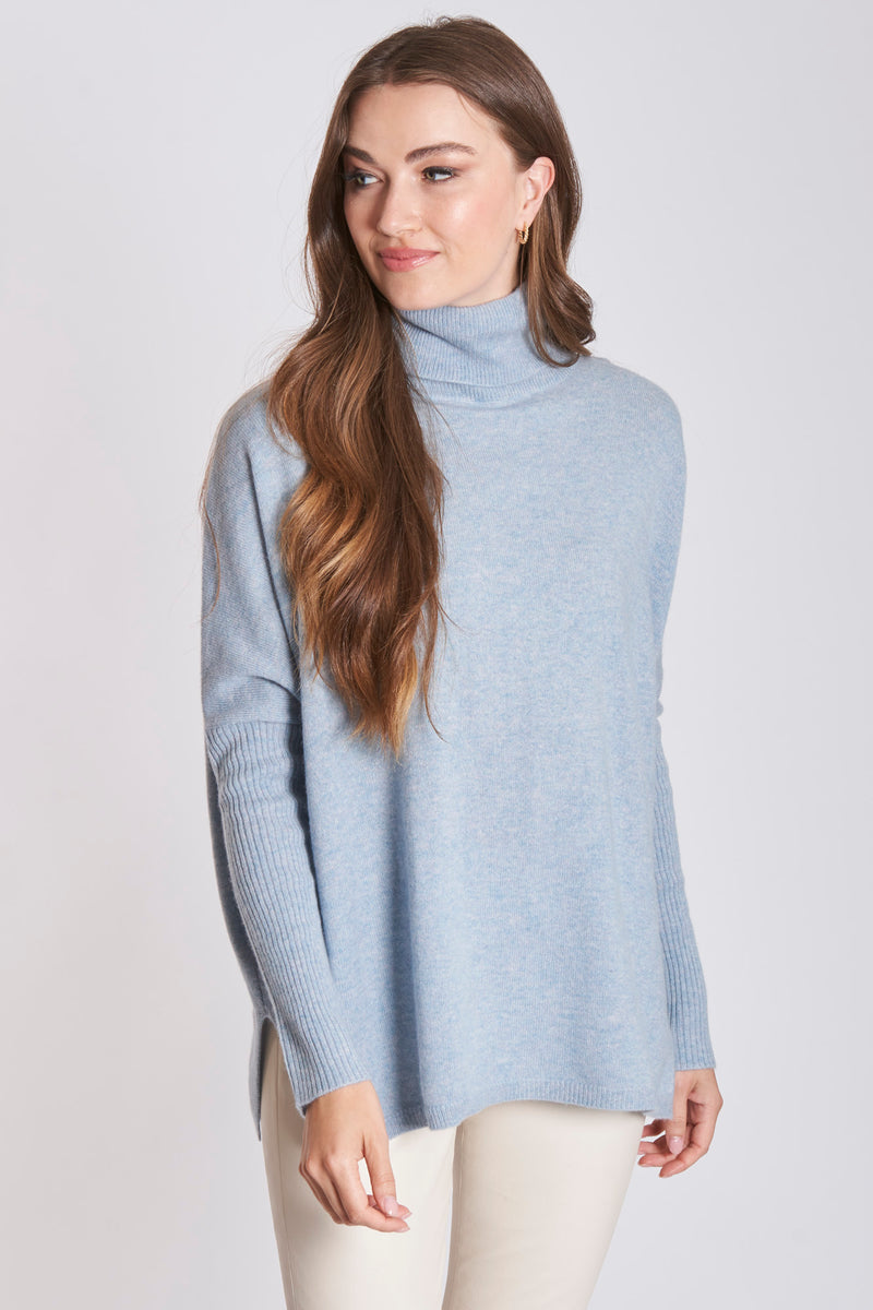 HIGH NECK PONCHO - BRUME