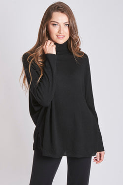 HIGH NECK PONCHO - BLACK