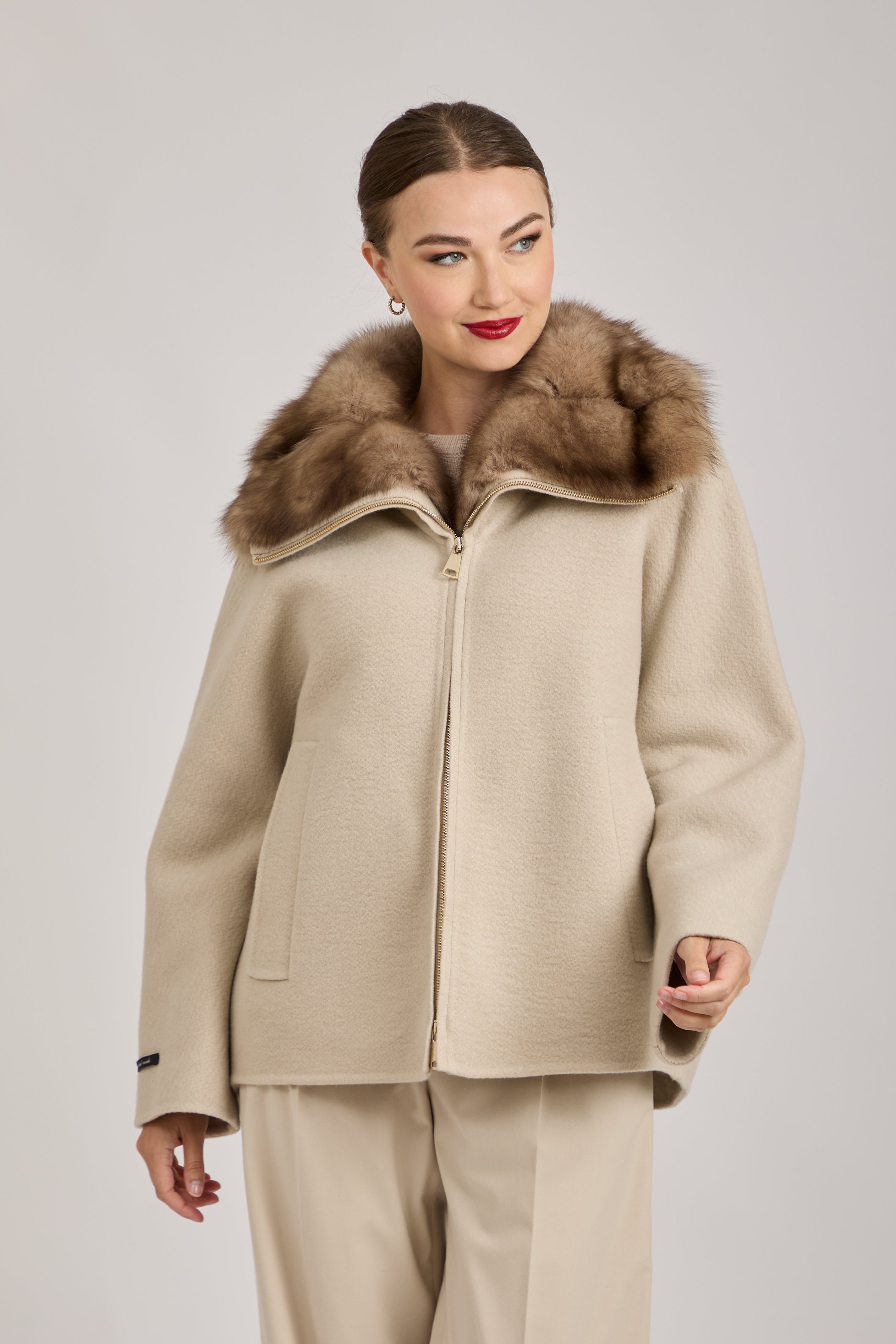 JACKET WITH SABLE-ANGORA