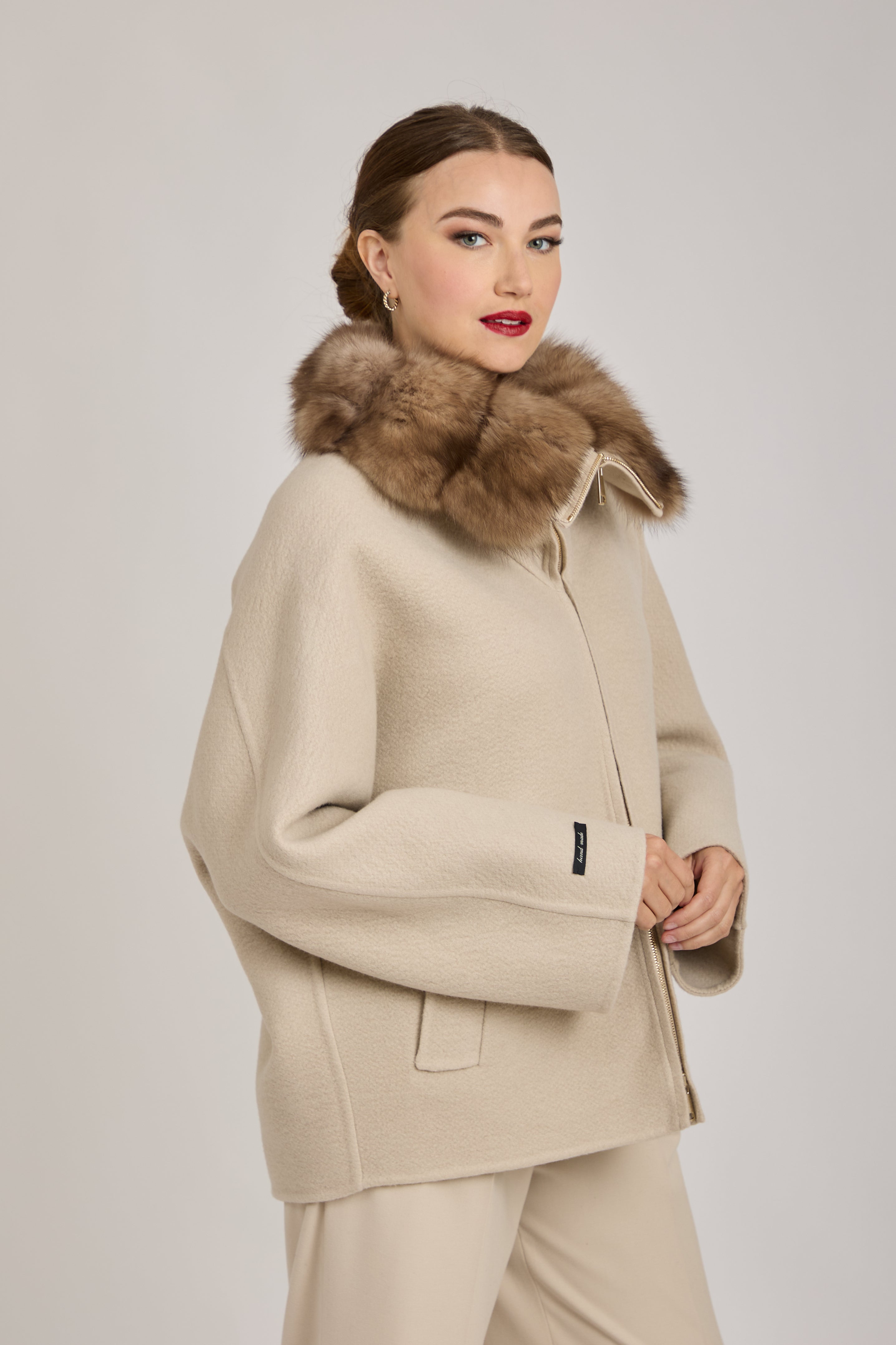 JACKET WITH SABLE-ANGORA