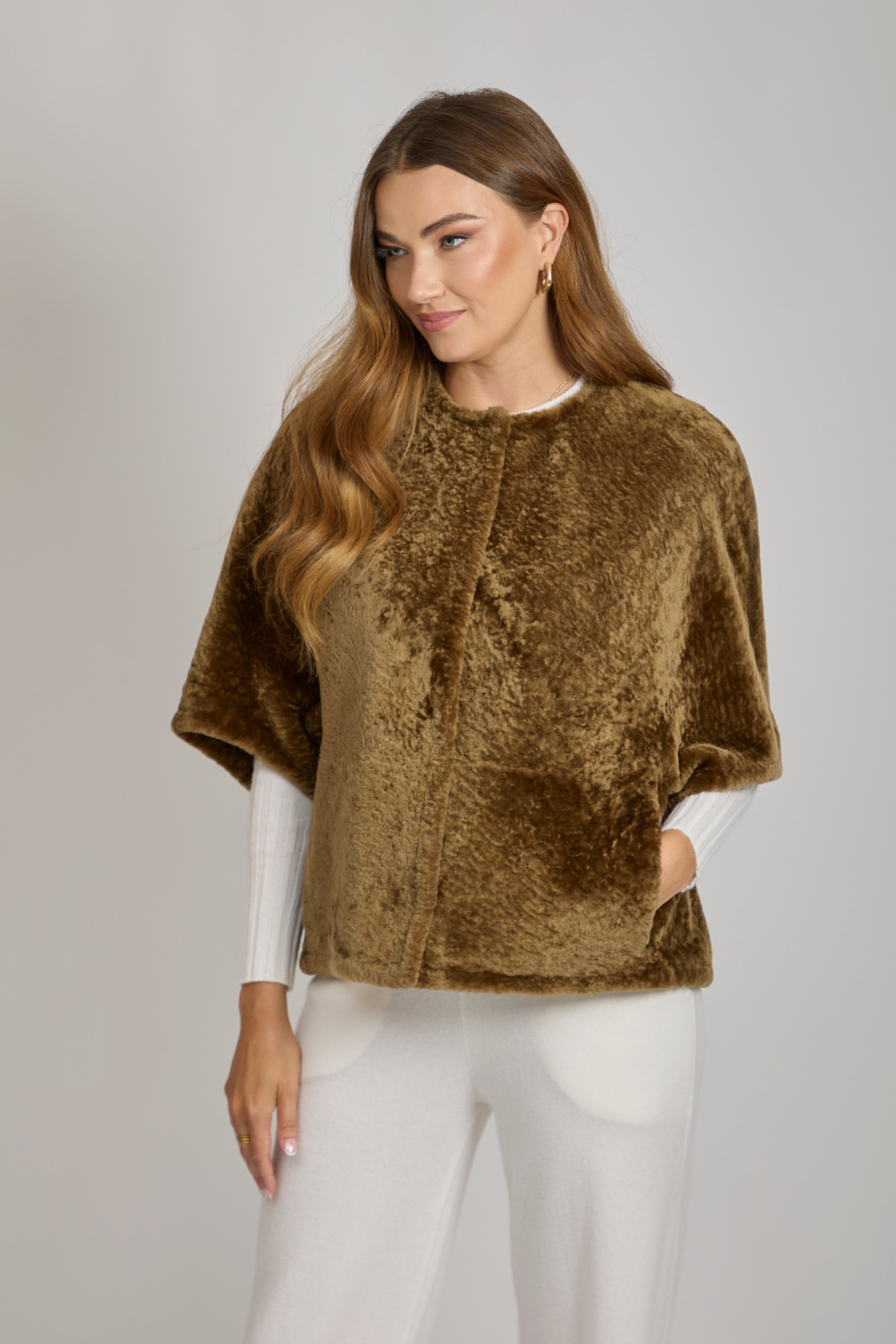 SHEARLING JACKET-BRONZ