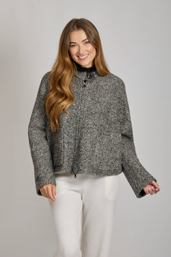 HERRINGBONE SHORT JACKET-BLACK