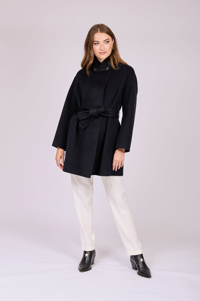 COAT WITH BELT -NAVY