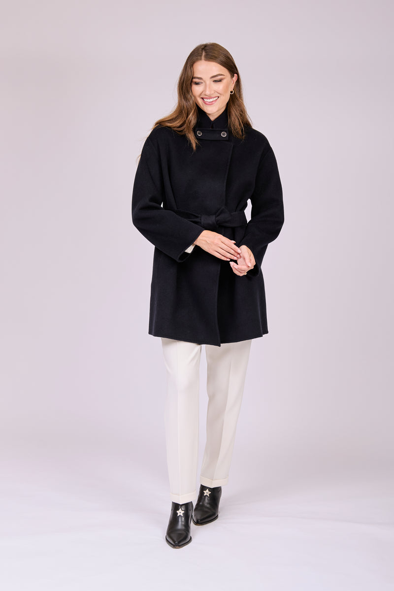 COAT WITH BELT -NAVY