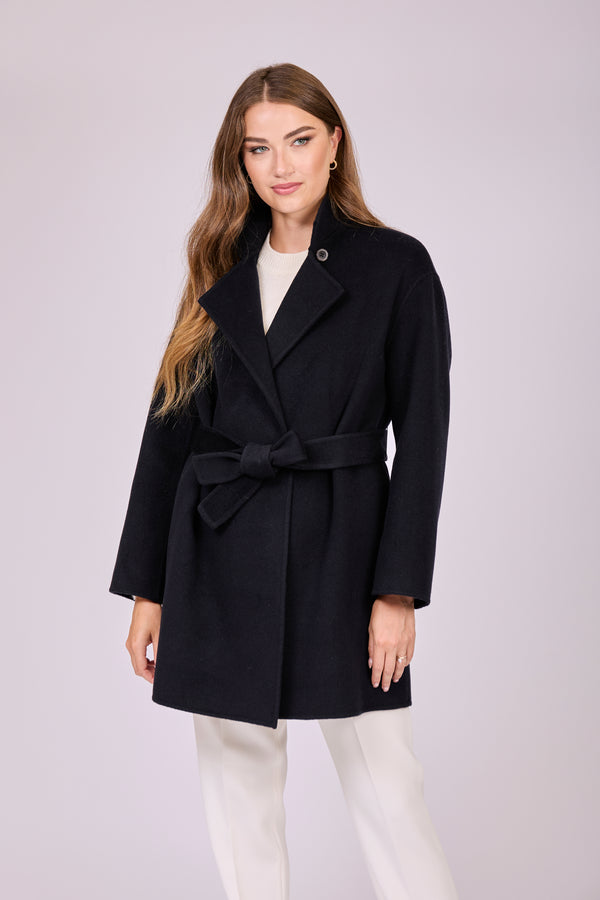 COAT WITH BELT -NAVY