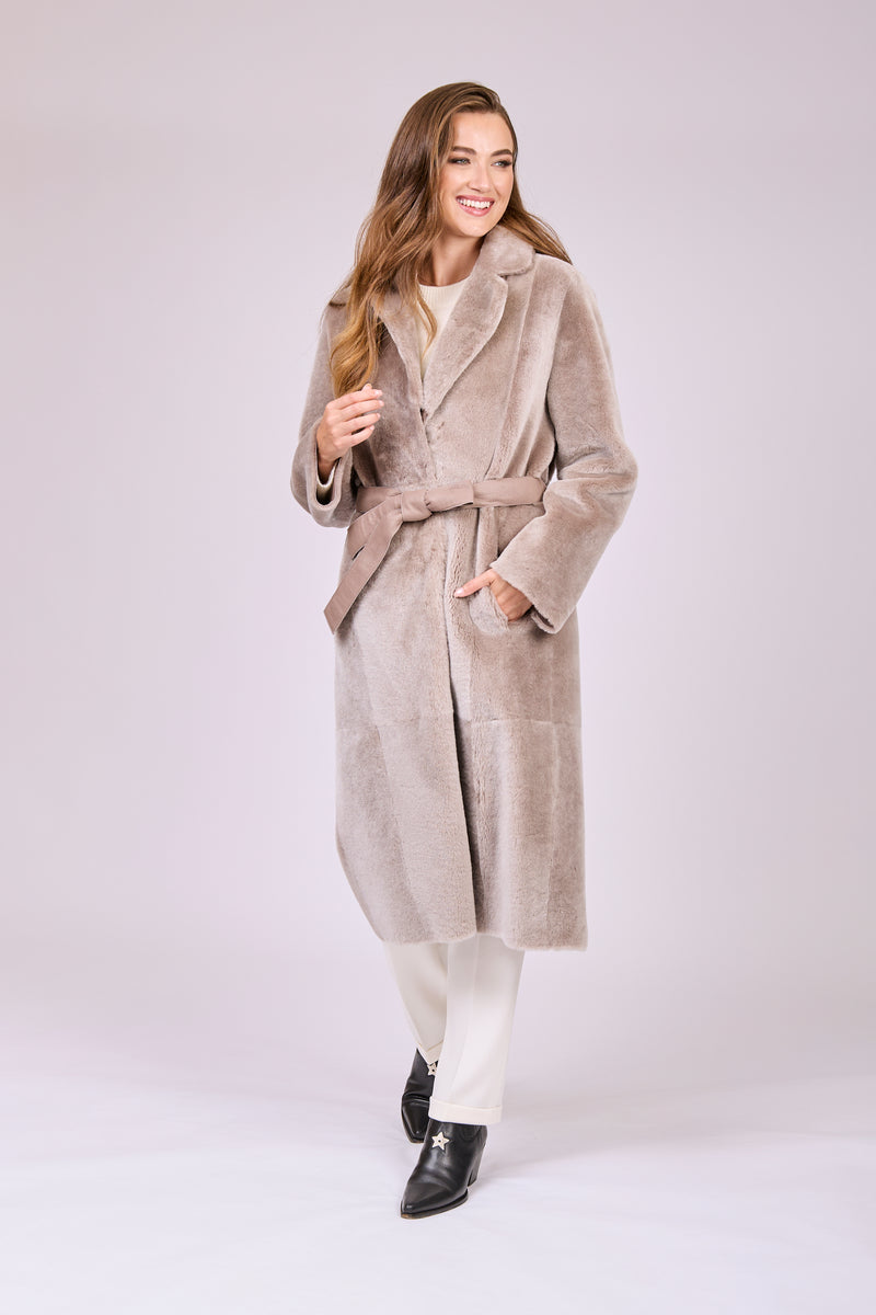 SHEARLING COAT-TAUPE