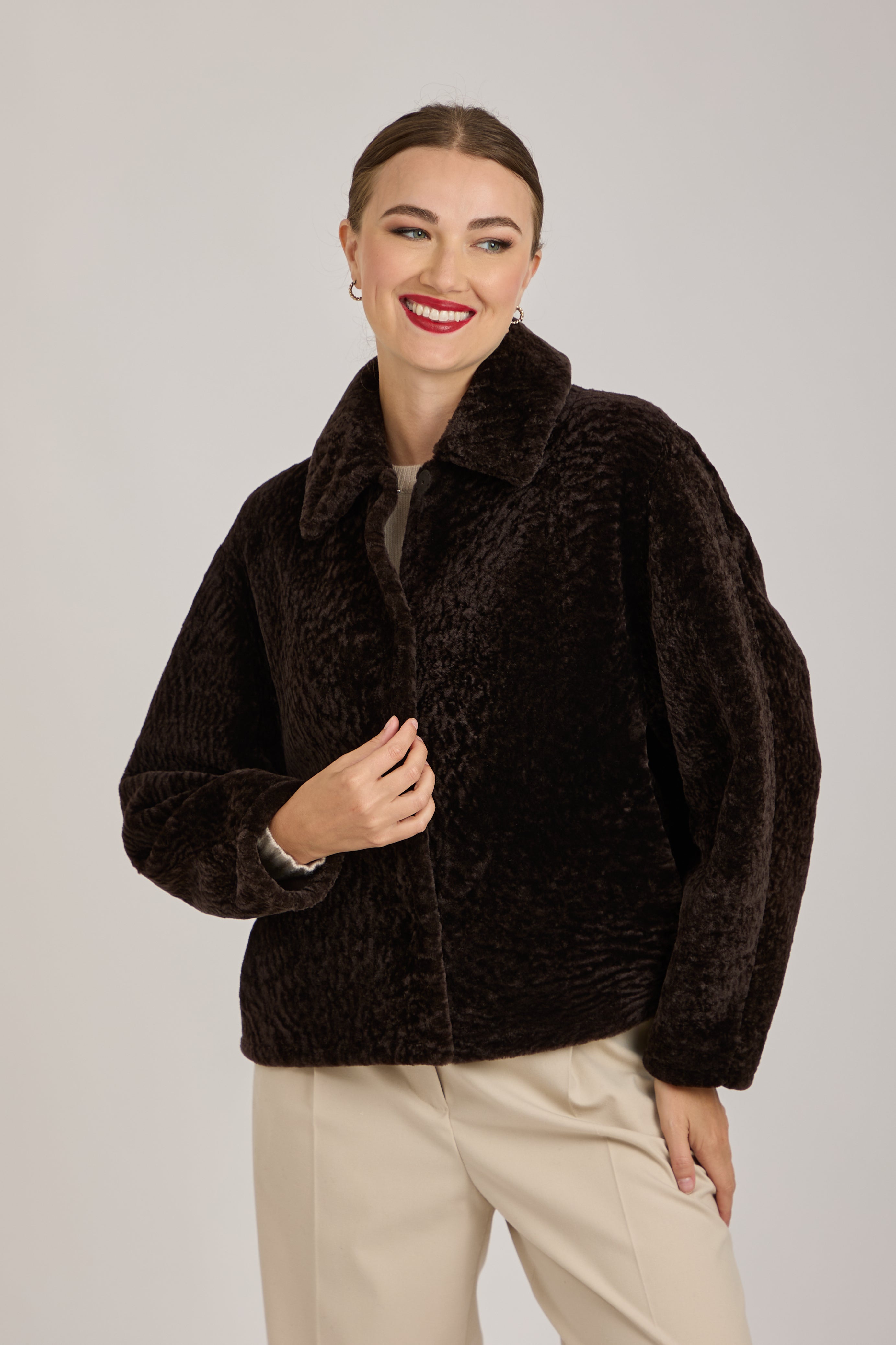 SHORT SHEARLING JACKET-CARRUBA