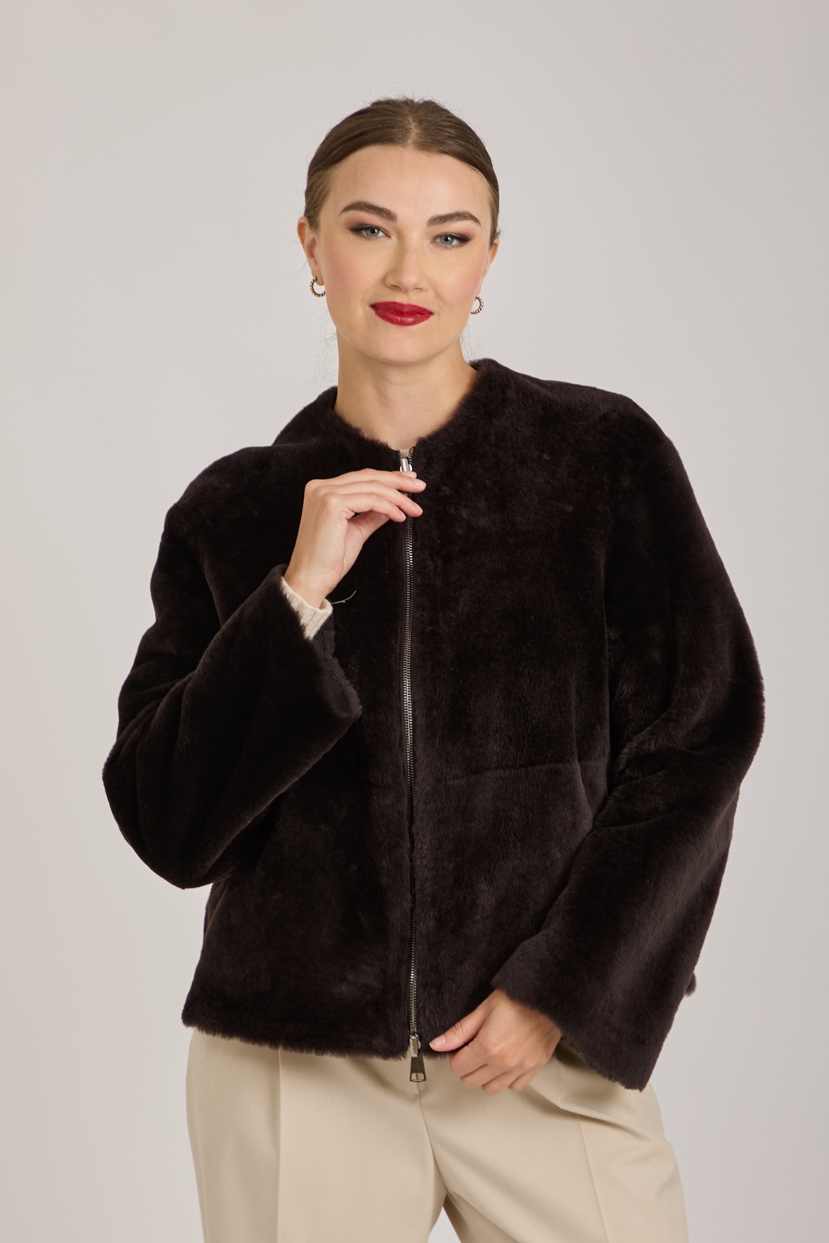 REVERSIBLE SHEARLING JACKET-CARRUBA