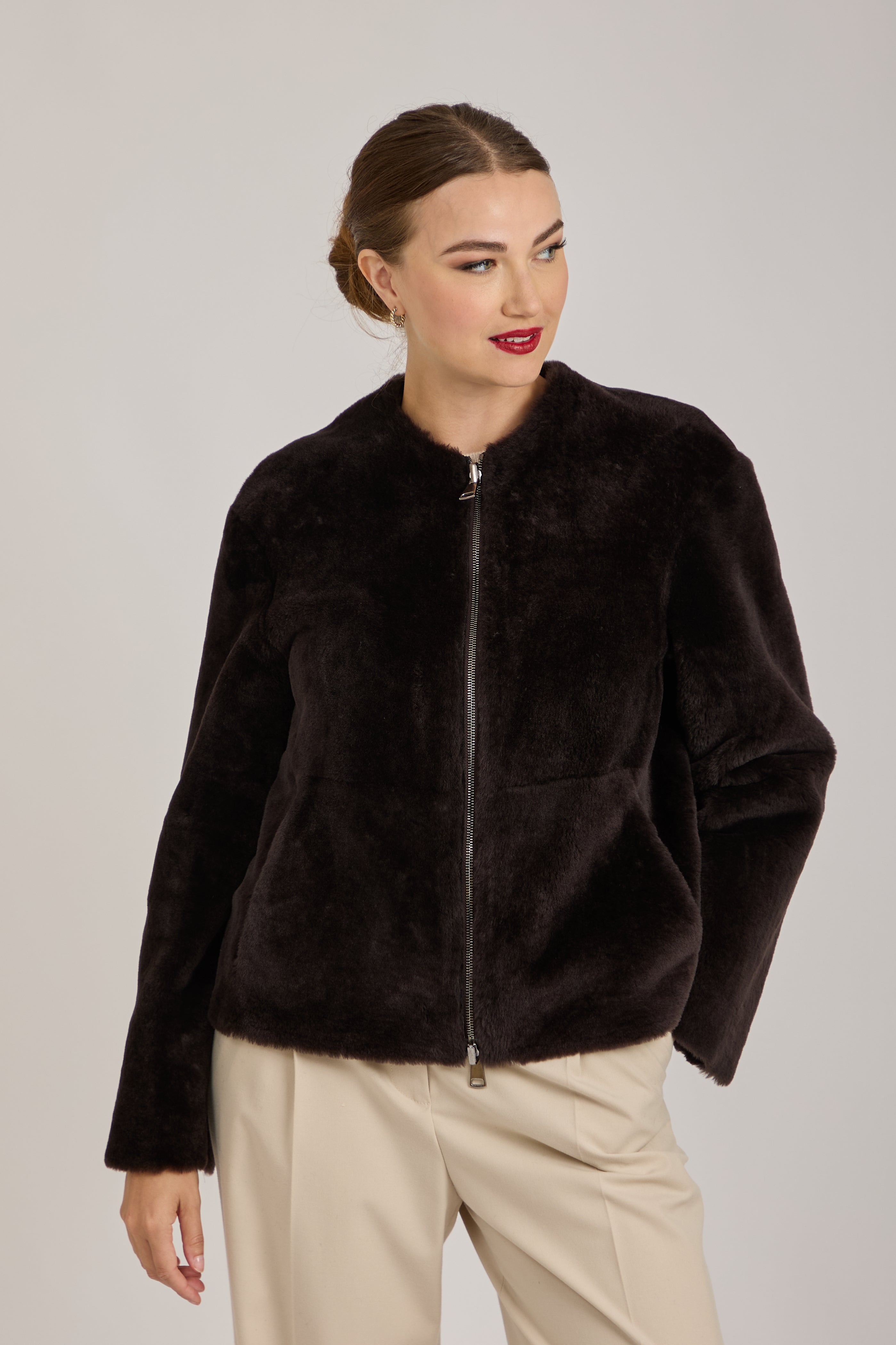 REVERSIBLE SHEARLING JACKET-CARRUBA