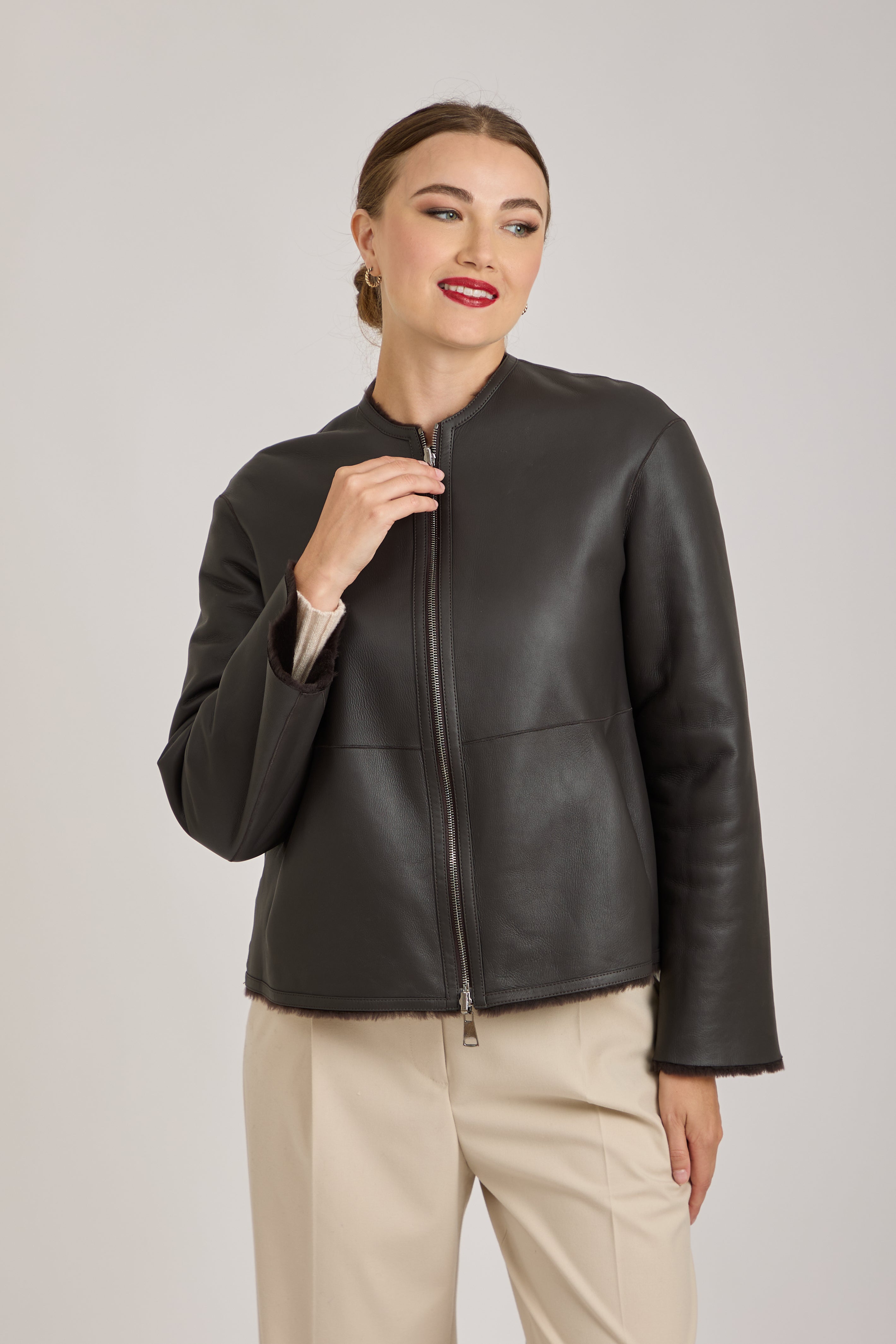 REVERSIBLE SHEARLING JACKET-CARRUBA
