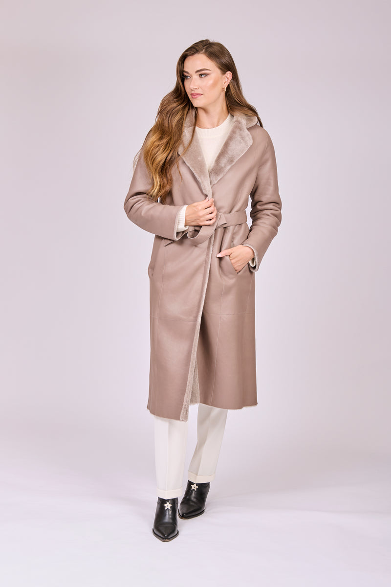 SHEARLING COAT-TAUPE