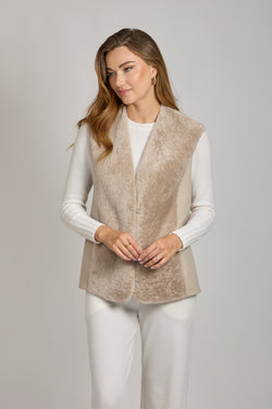 CASHMERE/SHEARLING VEST-BEIGE