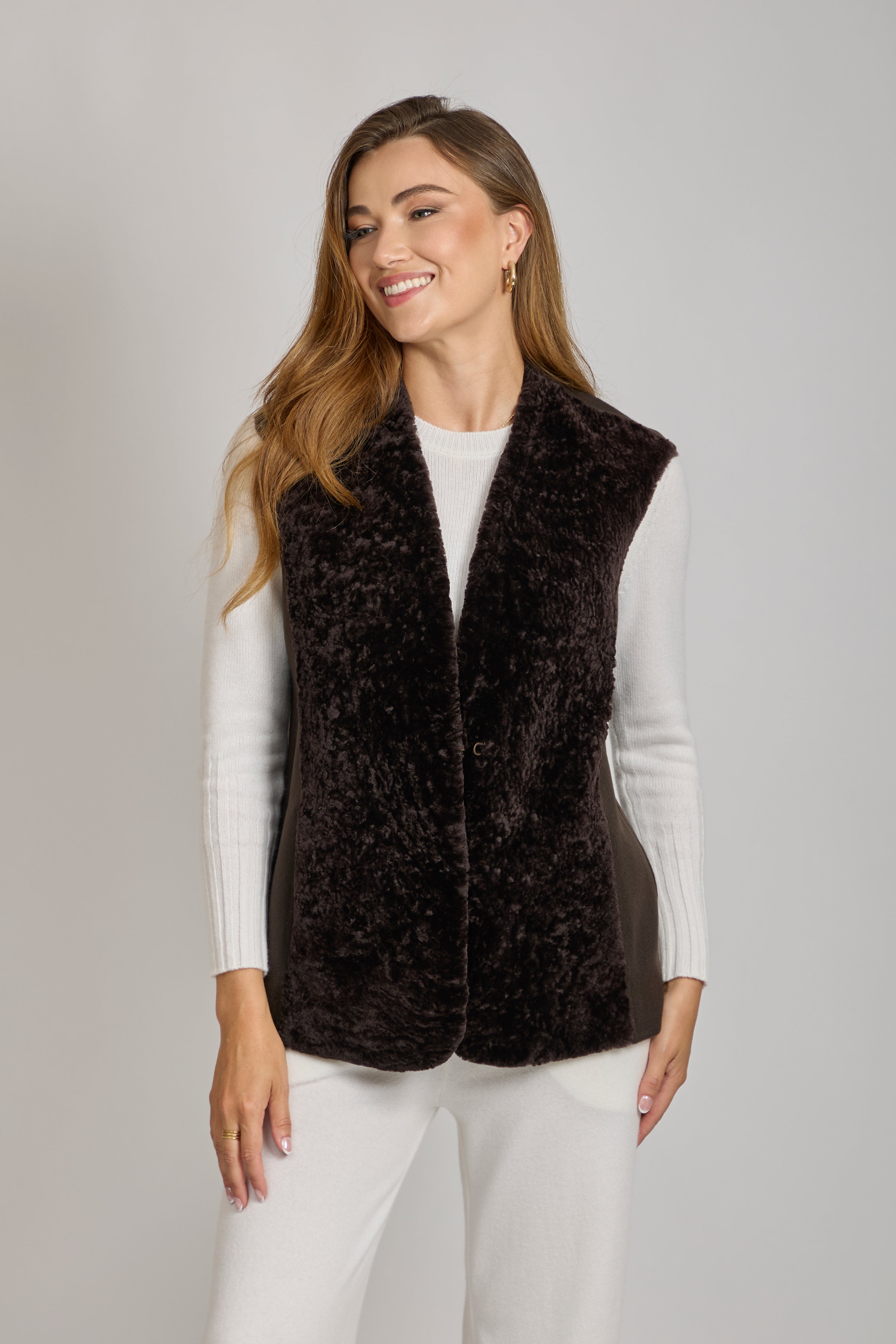 CASHMERE/SHEARLING VEST-CARRUBA