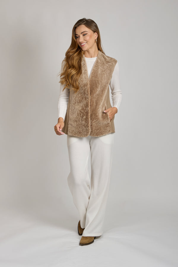 CASHMERE/SHEARLING VEST-CARA