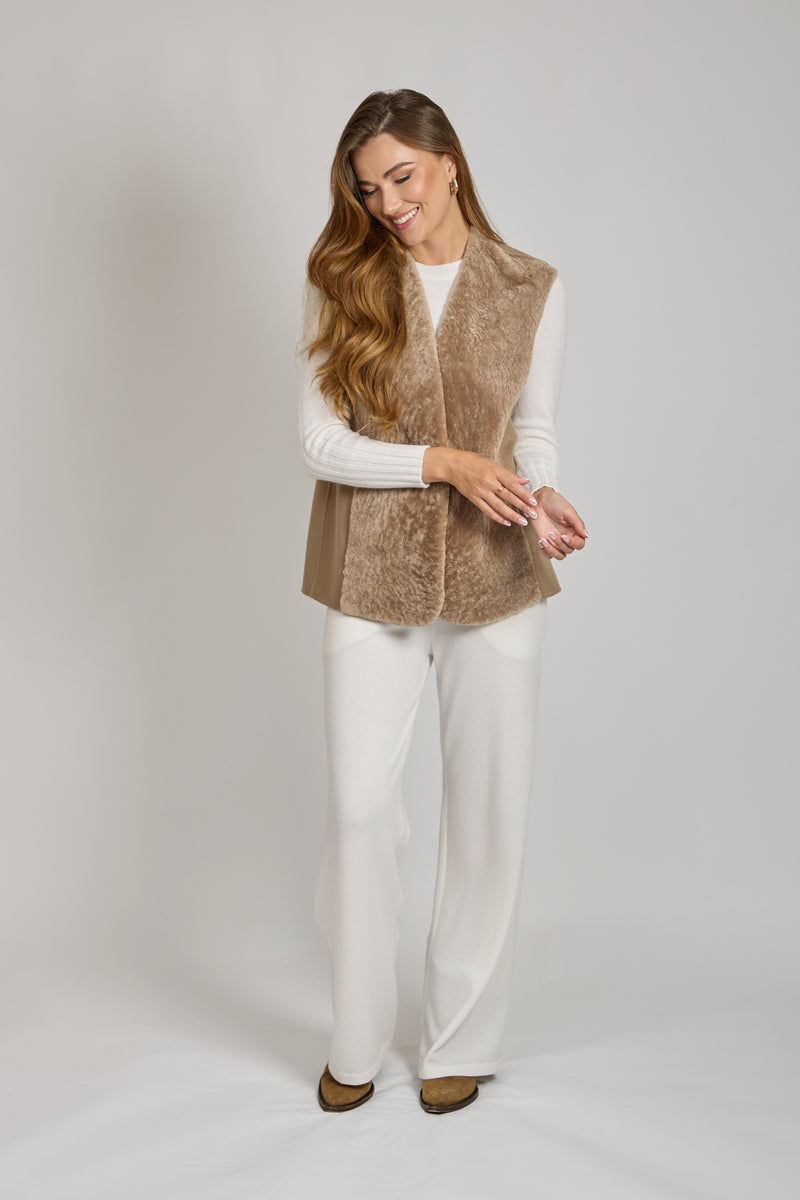CASHMERE/SHEARLING VEST-CARA