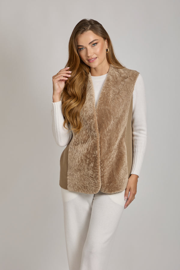 CASHMERE/SHEARLING VEST-CARA