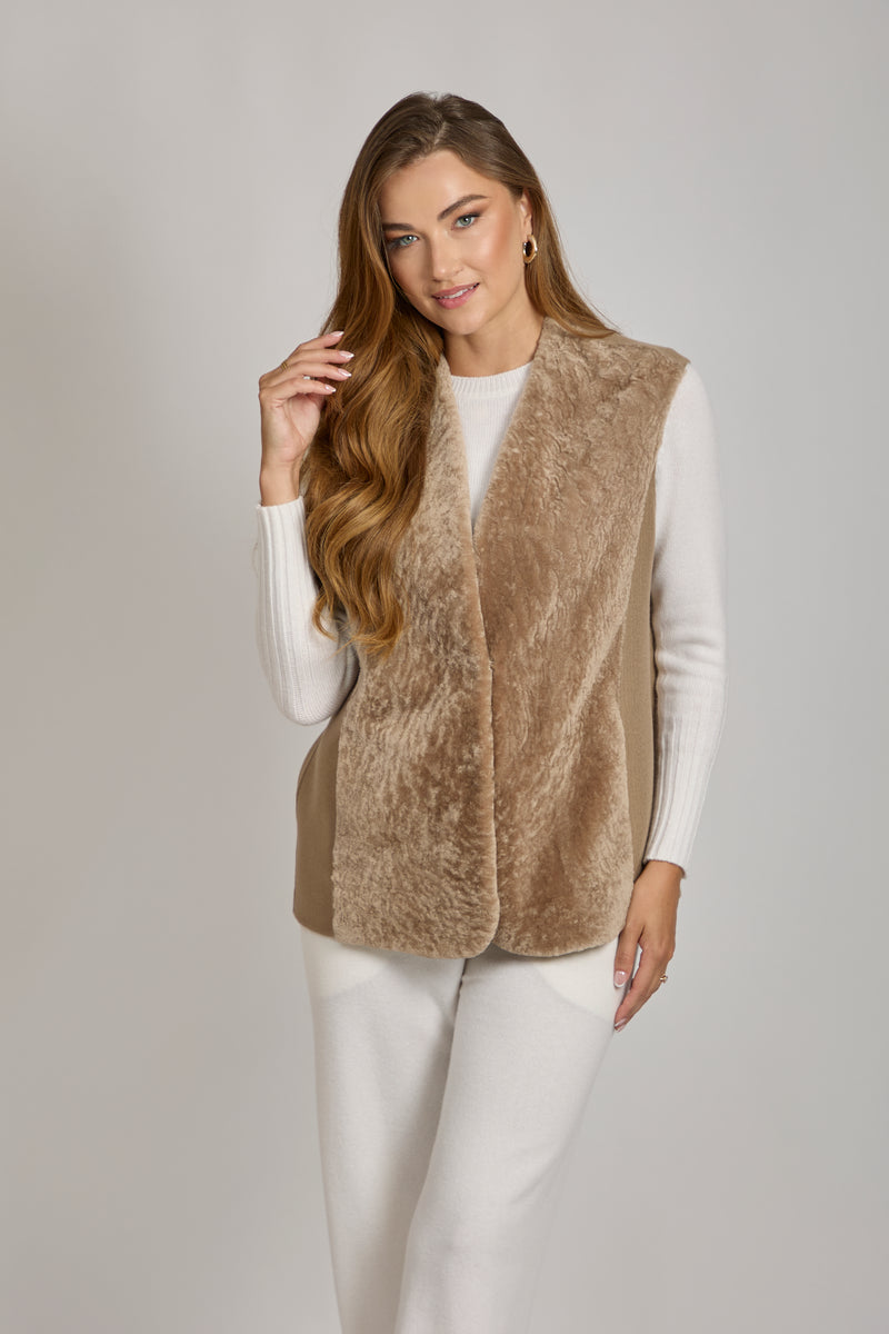 CASHMERE/SHEARLING VEST-CARA