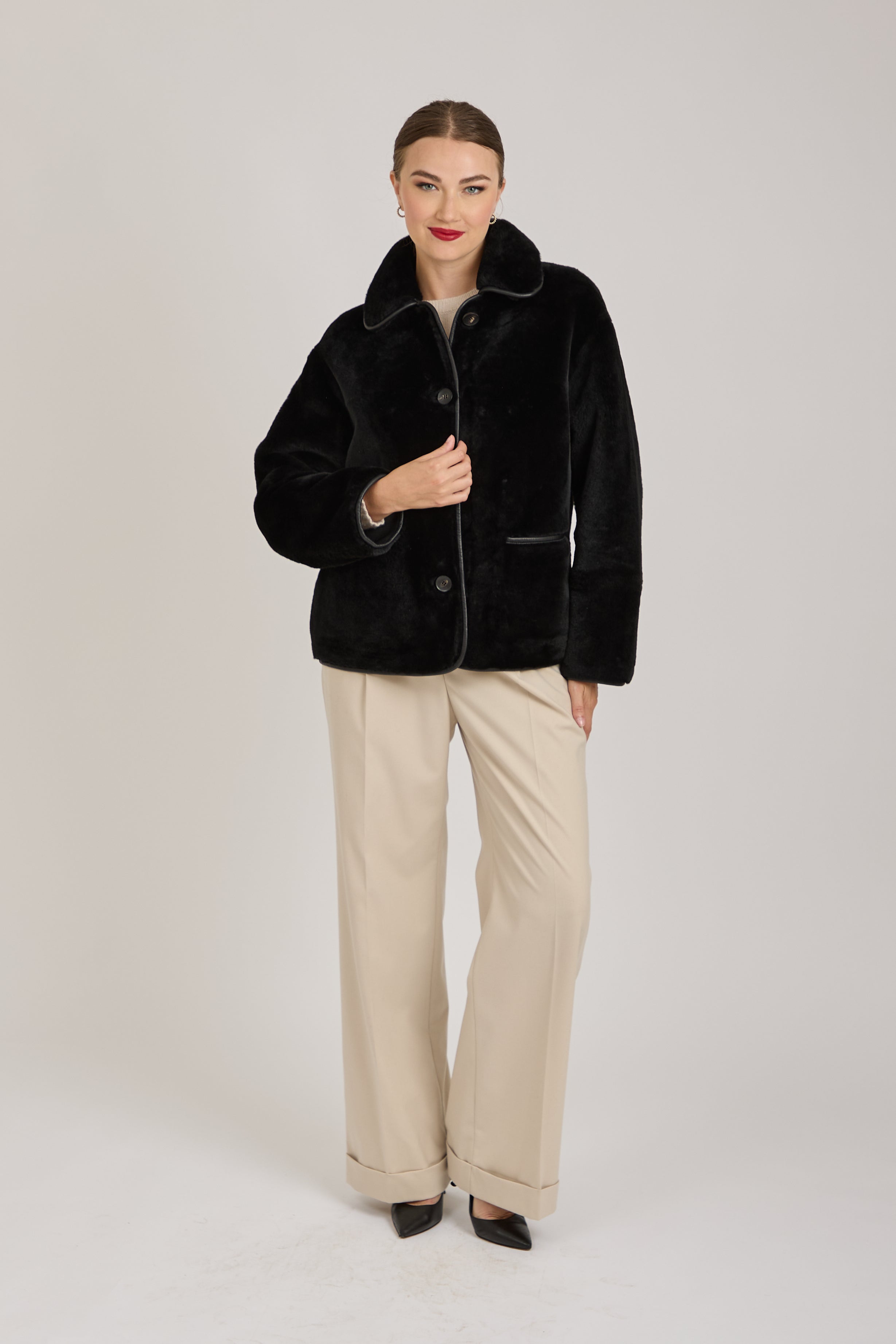 REVERSIBLE SHEARLING JACKET-BLACK