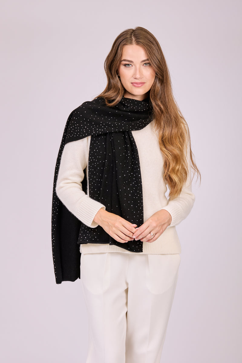 SCARF WITH STRASS - BLACK