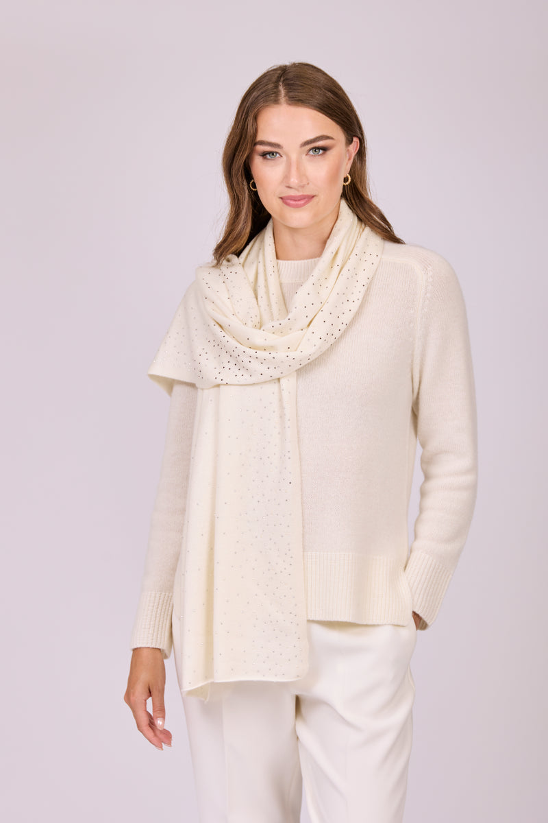 SCARF WITH STRASS - OFF WHITE