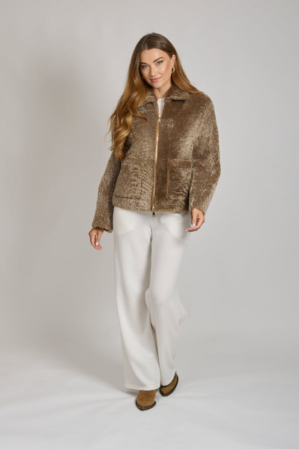REVERSIBLE SHEARLING COAT-CARAMEL