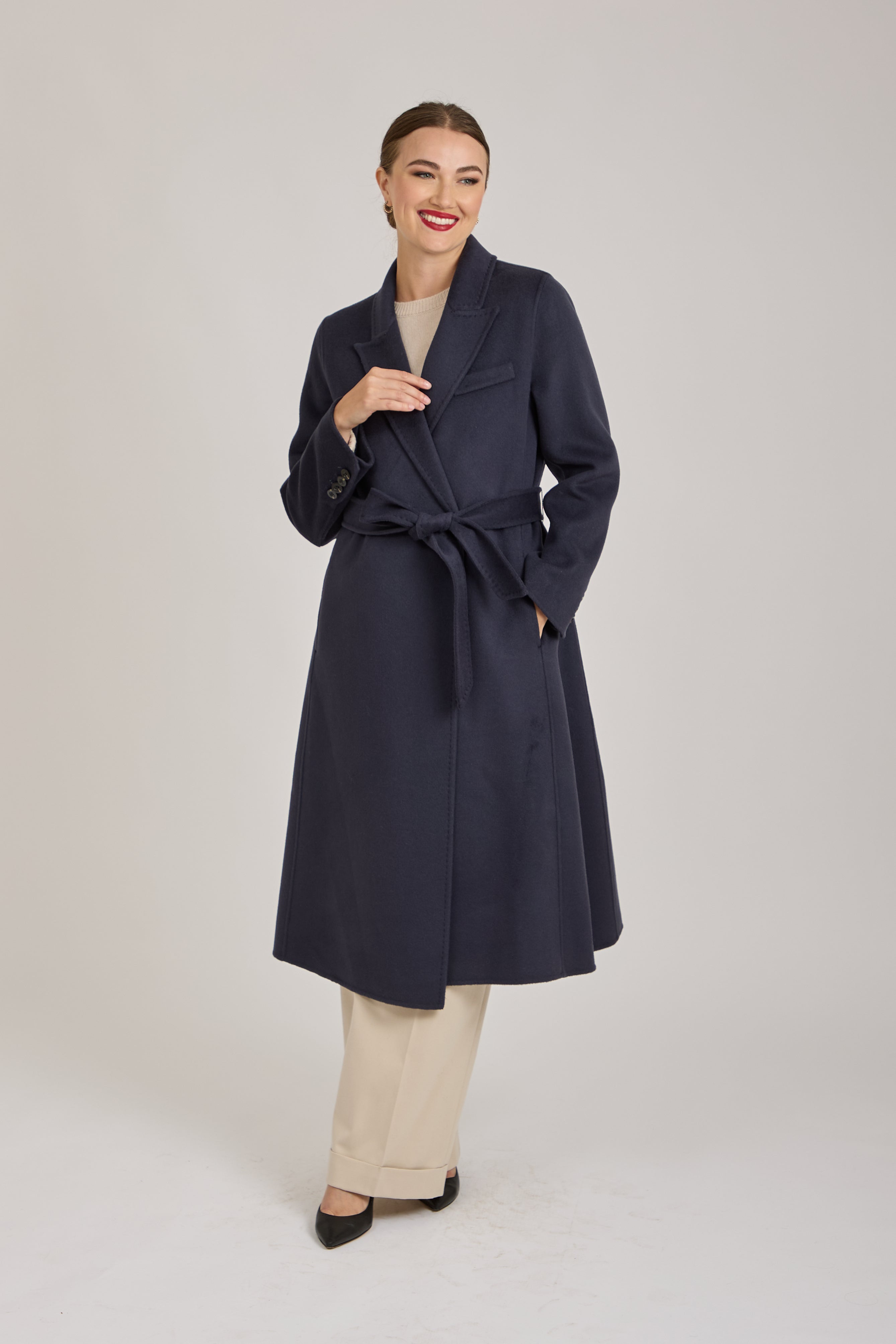 COAT WITH BELT-NAVY