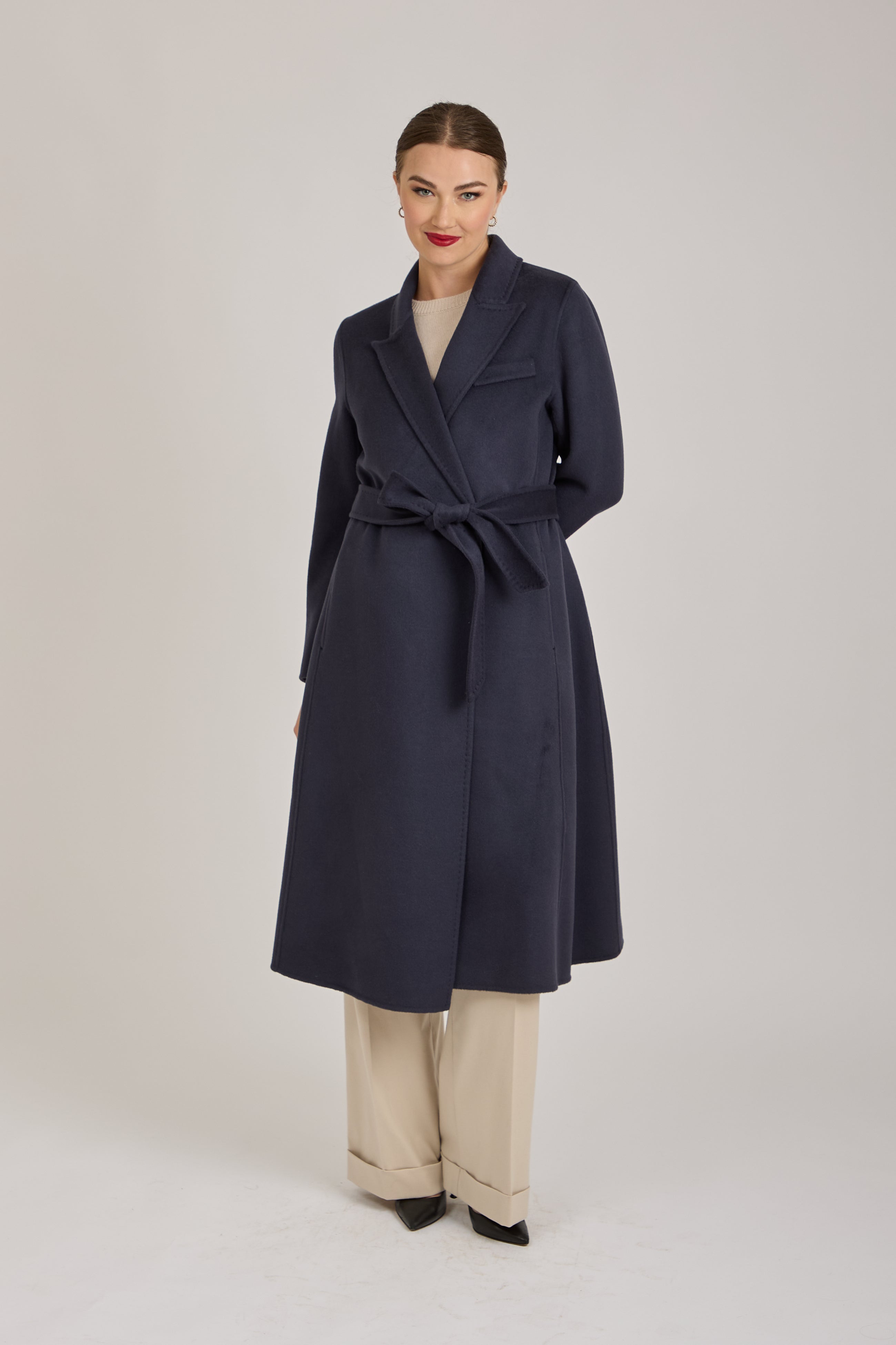 COAT WITH BELT-NAVY
