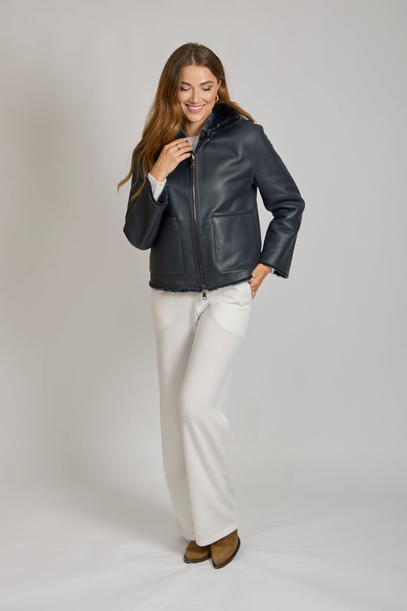 SHEARLING JACKET-BLUE