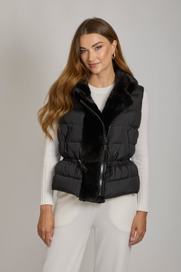 VEST WITH BLACK LAMA DETAILS- BLACK