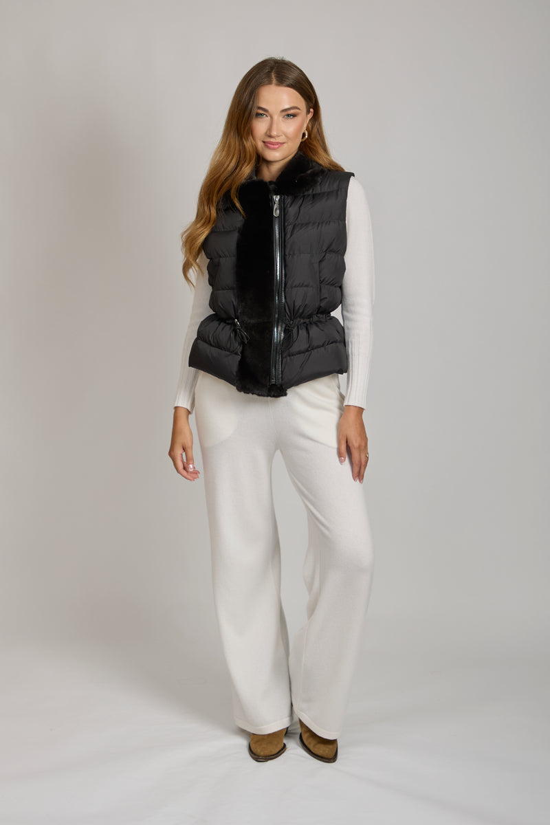 VEST WITH BLACK LAMA DETAILS- BLACK