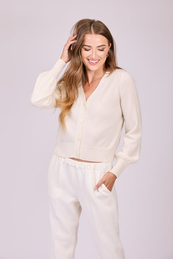 CARDIGAN BALLOON SLEEVES - OFF WHITE