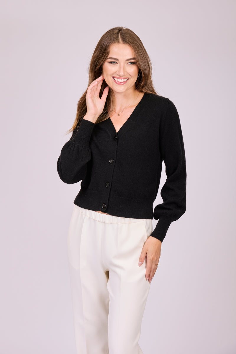 CARDIGAN BALLOON SLEEVES - BLACK