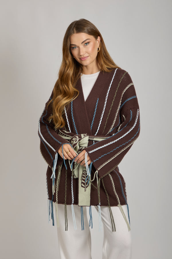 CASHMERE CARDIGAN-MARRONE