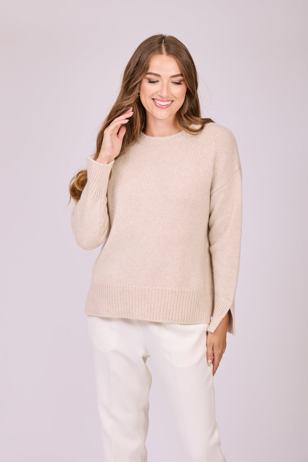 THICK CREW NECK SLIT SLEEVES-LIN