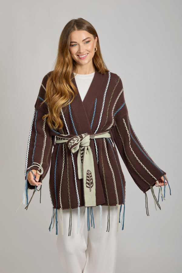 CASHMERE CARDIGAN-MARRONE
