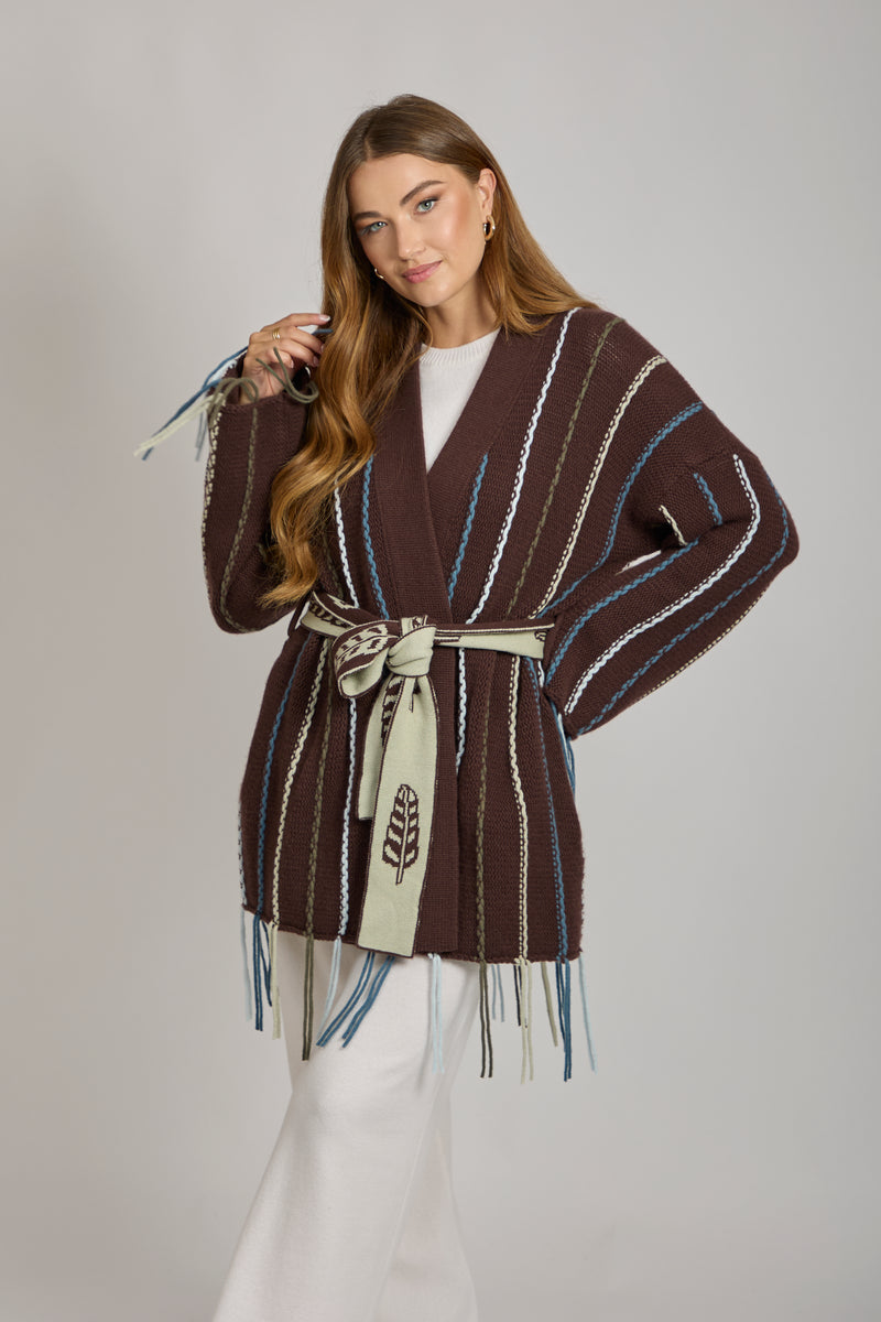 CASHMERE CARDIGAN-MARRONE