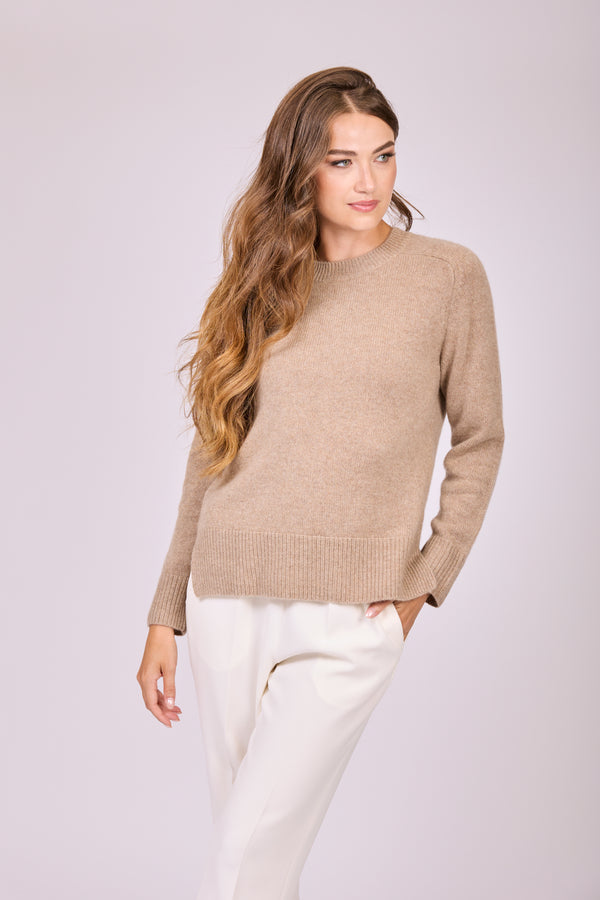 CREW NECK JUMPER - NOISETTE